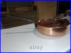 Mauviel M'200 CI 2mm Copper Saute Pan With Lid & Cast Iron Handles, 3.3-Qt