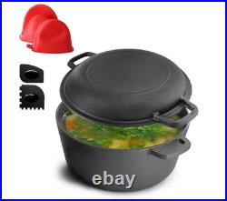 MegaChef 5 Quart Pre-Seasoned 2-in-1 Cast IronDutch Oven and