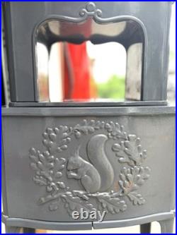 Morso Cast Iron Multifuel Antique Heating Stove Gray with Squirrel Motif