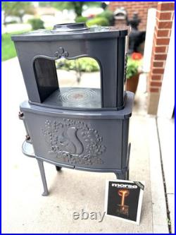 Morso Cast Iron Multifuel Antique Heating Stove Gray with Squirrel Motif