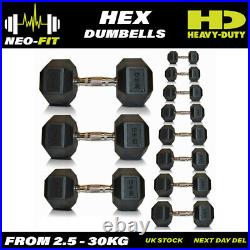 Neo-Fit Heavy Duty Rubber Hex Dumbell Dumbbell Set Weights, 2.5kg to 30kg Pairs