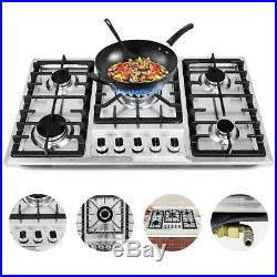 New 33.8 Stainless Steel Cooktop Built-in Stove Natural Gas Cooker 5 Burners