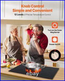 New Induction Cooktop, 9200W Electric Countertop Burner, 5 Burner Knob Control