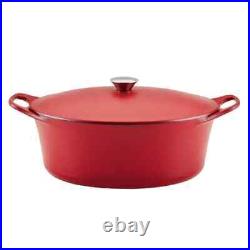 Nitro Cast Iron 6.5 qt. Round Cast Iron Dutch Oven in Red with Lid