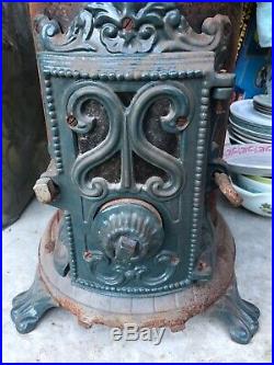Old Antique Are Nouveau French Enamel Godin Cast Iron Soild Fuel Woodstove Fire