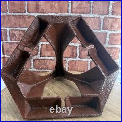 Old Antique Vtg 1900s Cast Iron Pyramid Shaped Stove Top Triple Sad Iron Heater