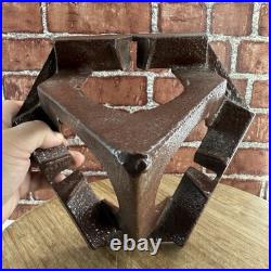 Old Antique Vtg 1900s Cast Iron Pyramid Shaped Stove Top Triple Sad Iron Heater