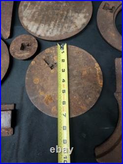Old Cast Iron Wood Cook Stove Lid Lids Cover Burner Plate Frames Mixed Parts Lot