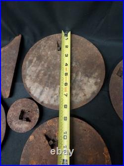 Old Cast Iron Wood Cook Stove Lid Lids Cover Burner Plate Frames Mixed Parts Lot