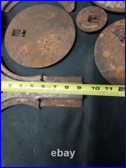 Old Cast Iron Wood Cook Stove Lid Lids Cover Burner Plate Frames Mixed Parts Lot