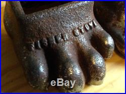 Orig Antique Cast Iron Fisher Used Wood Stove Bear Claw Paw Feet- Rare Signed