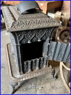 Ornate Victorian Wood Burning Stove, No. 4 Parlour Stove 1845, Cast Iron Ornate Victorian Wood Burning Stove, No. 4 Parlour Stove 1845, Cast Iron