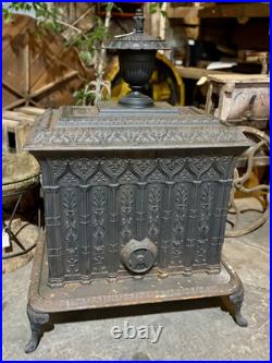 Ornate Victorian Wood Burning Stove, No. 4 Parlour Stove 1845, Cast Iron Ornate Victorian Wood Burning Stove, No. 4 Parlour Stove 1845, Cast Iron