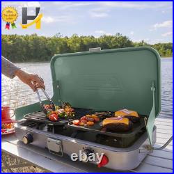 Outdoor Camp Stove Portable Cooktop with Included Cast Iron Grill & Griddle