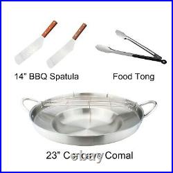 Outdoor Camping Cast Iron Burner Stove Kit with Stand and 23 Concave Comal