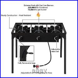 Outdoor Camping Three-Eye Stove 22.5w Btu Cast Iron Gas Blast Stove