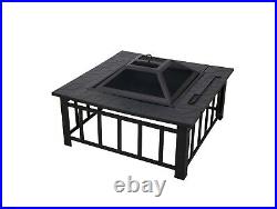 Outdoor Fire Pit BBQ Firepit Brazier Garden Square Table Stove Patio Heater