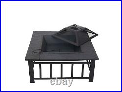 Outdoor Fire Pit BBQ Firepit Brazier Garden Square Table Stove Patio Heater