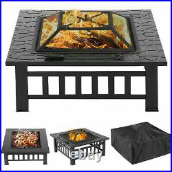 Outdoor Fire Pit BBQ Firepit Garden Square Table Stove Patio Heater with Grill
