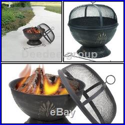 Outdoor Fire Pit Steel Bowl Burning Wood Stove Patio Garden Backyard Fireplace