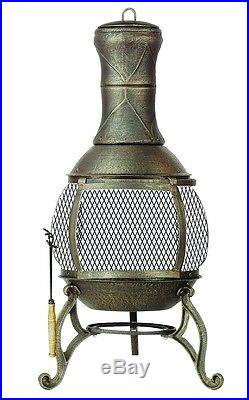 Outdoor Fireplace Patio Wood Burning Stove Fire Pit Chimney Cast Iron Gifts