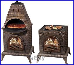 Outdoor Pizza Oven Wood Burning Fireplace Chimnea BBQ Grill Stove Patio Heater