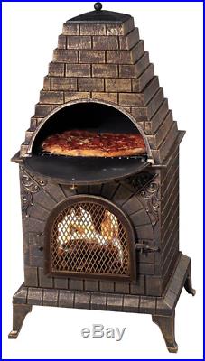 Outdoor Pizza Oven Wood Burning Fireplace Chimnea BBQ Grill Stove Patio Heater