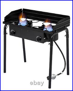 Outdoor Portable Cast Iron Porpane Burner Stove Camping 2 Burners Gas Cooker USA