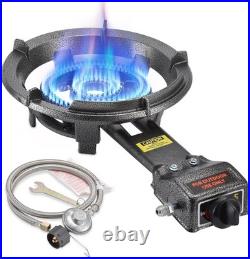 Outdoor Propane Burner Stove 13in Cast Iron Wok Burner 30,000 BTU Adjustable