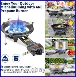 Outdoor Propane Burner Stove 13in Cast Iron Wok Burner 30,000 BTU Adjustable