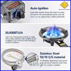 Outdoor Propane Burner Stove 13in Cast Iron Wok Burner 30,000 BTU Adjustable