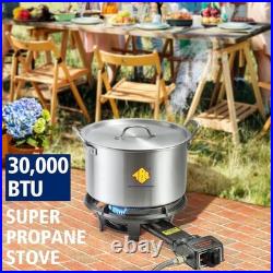 Outdoor Propane Burner Stove 13in Cast Iron Wok Burner 30,000 BTU Adjustable