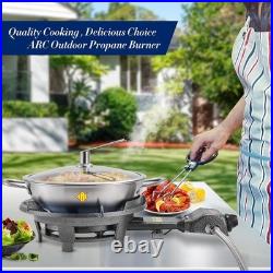 Outdoor Propane Burner Stove 13in Cast Iron Wok Burner 30,000 BTU Adjustable