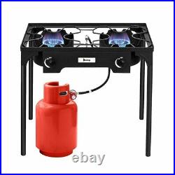 Outdoor Stove Portable Propane Gas Cooker Iron Cast Patio Double Burner for Camp