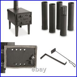 Outdoor Wood Stove Cast Iron Portable Camping Vented Tent Cooking Pipes Included