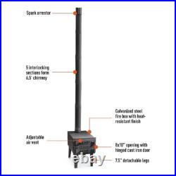Outdoor Wood Stove Cast Iron Portable Camping Vented Tent Cooking Pipes Included