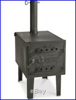 Outdoor Wood Stove Large Fire Box Cast Iron Door Adjustable Vent Camping Hunting