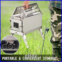 Outdoor Wood Stove SS304 Portable Camping with Pipe For Vented Tent Cooking