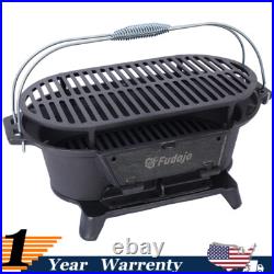 Oval Cast Iron Grill Portable Charcoal Tabletop Cast Iron Skillet Camping Stove Oval Cast Iron Grill Portable Charcoal Tabletop Cast Iron Skillet Camping Stove