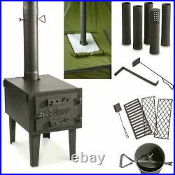 PORTABLE OUTDOOR WOOD BURNING STOVE Steel Camping Survival Tent Grill Accessory