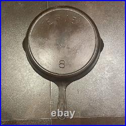 PRE-GRISWOLD ERIE #8 704 L CAST IRON SKILLET Vintage