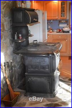 Palace Crawford, Cast Iron, Wood Burning Cook Stove, with bread box, Black
