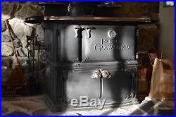Palace Crawford, Cast Iron, Wood Burning Cook Stove, with bread box, Black