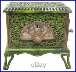 Pied Selle Brevete French Art Nouveau Enamel Cast Iron Wood Burning Heater Stove