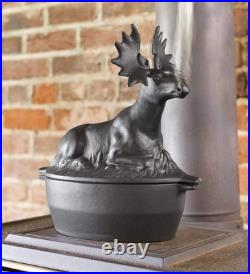 Plow Hearth Moose Wood Stove Steamer Cast Iron Fireplace Humidifier Matt