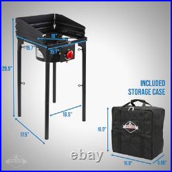 Portable 75,000 BTU Cast Iron Outdoor Gas Stove with Wind Panel & Storage Bag