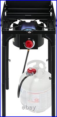 Portable 75,000 BTU Cast Iron Outdoor Gas Stove with Wind Panel & Storage Bag