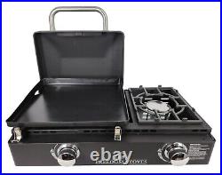 Portable Outdoor Camping RV Cast Iron Griddle 16.5x14.5, NonStick, Side Burner