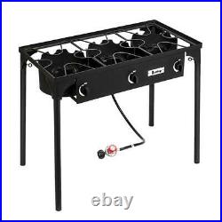Portable Propane 225,000-BTU 3 Burner Gas Cooker Outdoor Camping Stove Grill