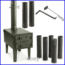 Portable Wood Stove Cast Iron Camping Pipe Extensions Vented Cooking Galvanized